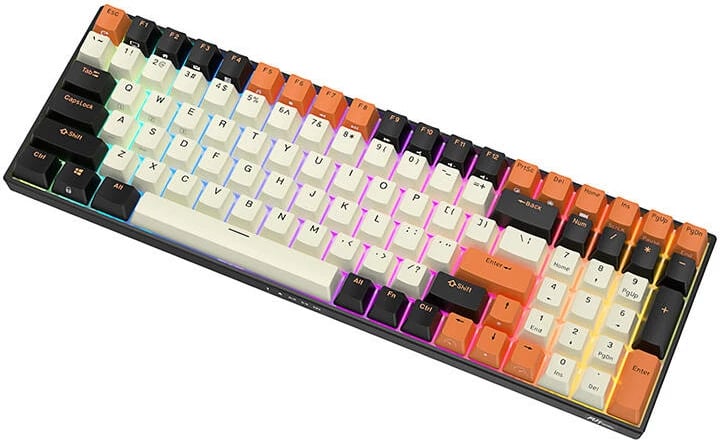 Tastierë mekanike Royal Kludge RK100, RGB, brown switch, e zezë-portokalli