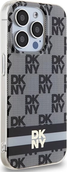 Mbështjellës DKNY IML Checkered Mono Pattern & Printed Stripes MagSafe për iPhone 13/13 Pro, i zi