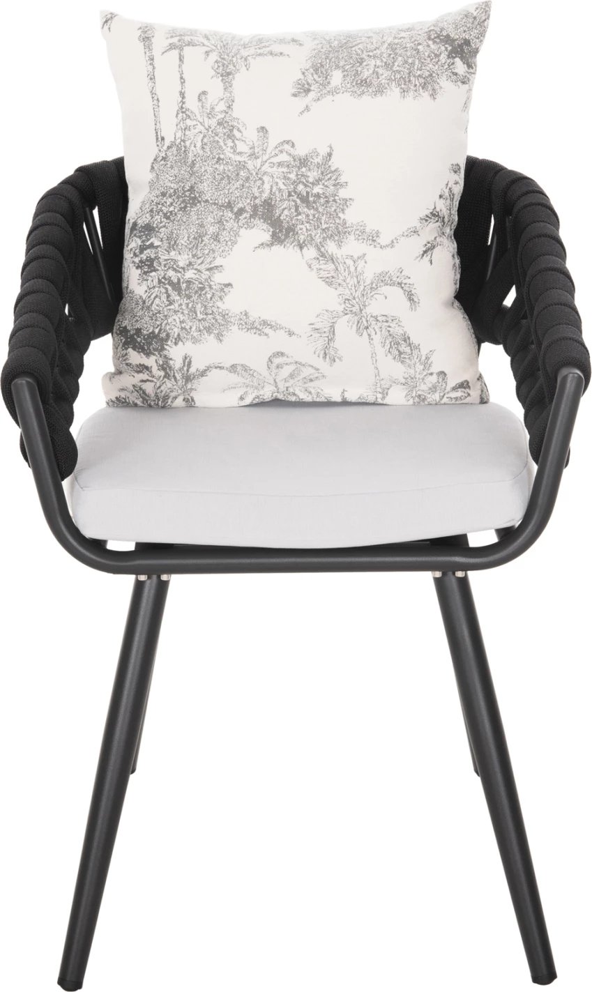 Karrige alumini CAMDEN FH6141.01 jastëk mbrapa ngjyrë ecru me dizajn print-antracit 56x60x72-87Hcm