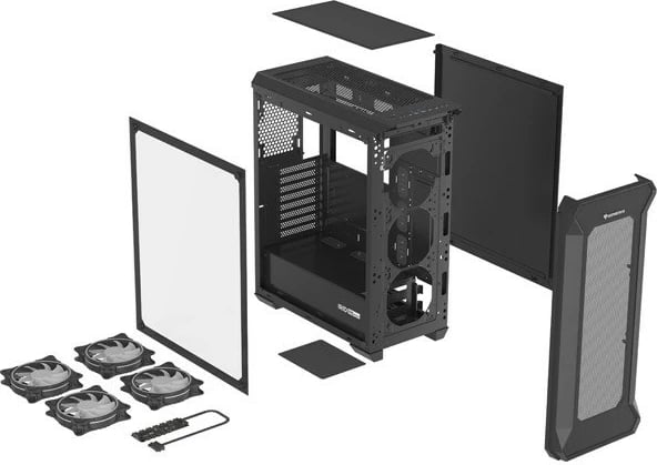 Kasë Genesis Irid 505 V2 ARGB, Midi Tower, 4x ARGB fan, ATX/Micro ATX/Mini ITX, e zezë