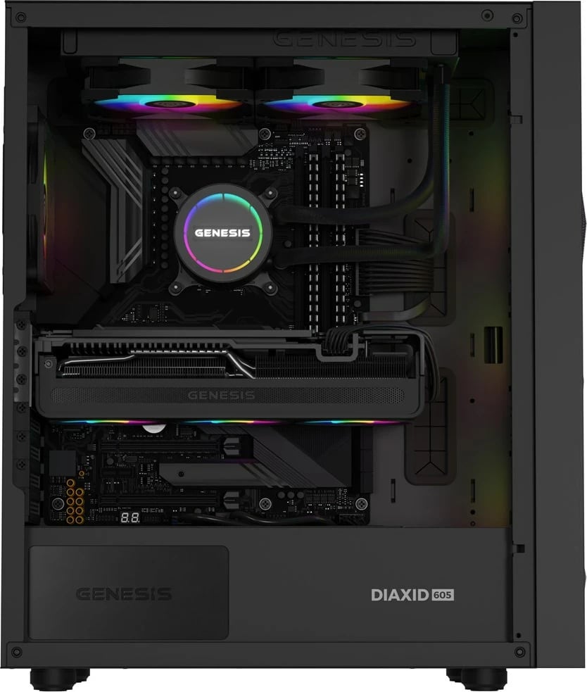 Kasë ftohëse me ujë GENESIS NLG-2319 për procesor, 2 ventilatorë, RGB, e zezë
