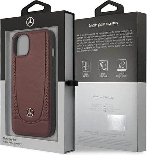 Mbështjellës Mercedes MEHCP15SARMRE për iPhone 15 6.1", lëkurë, Urban Line, kuq