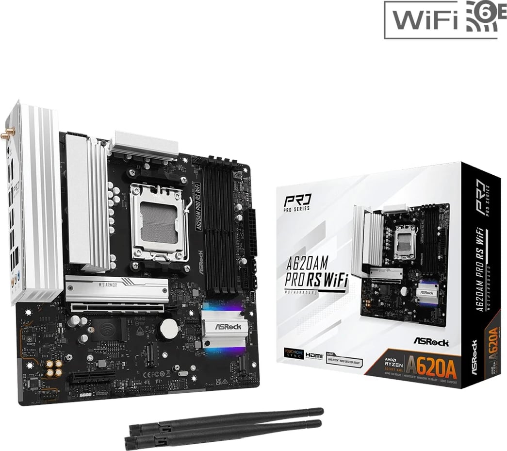 Pllakë amë Asrock A620AM PRO RS WIFI, Socket AM5, micro ATX, WiFi 6E