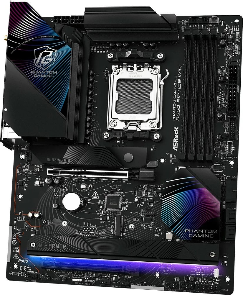 Pllakë amë ASRock B850 Phantom Gaming Riptide WiFi, Socket AM5, 4 DDR5, ATX, e zezë