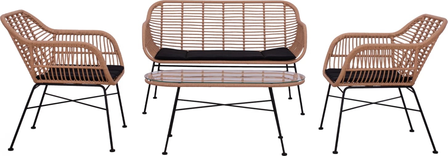 Set metalik për hapësira të jashtme, 4 pjesë, Allegra FH5460, Wicker ngjyrë bezhë