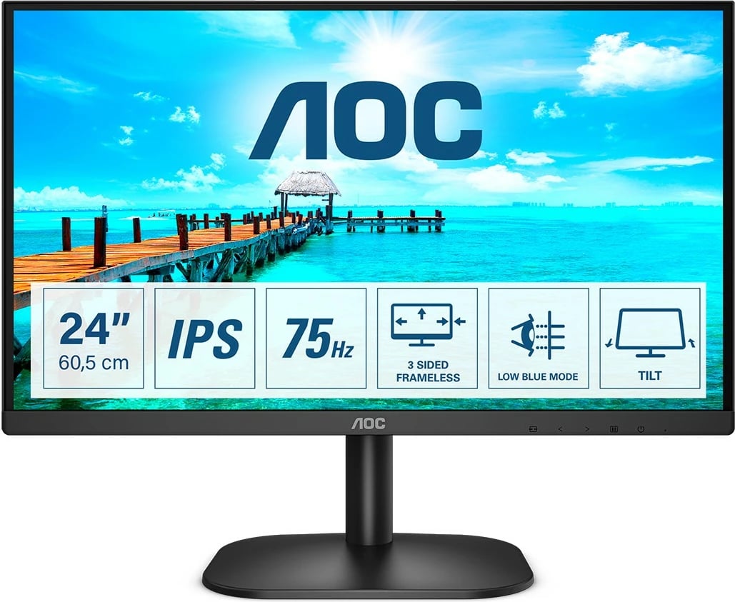 Monitor AOC 24B2XH/EU, 23.8", Full HD, LED, i zi
