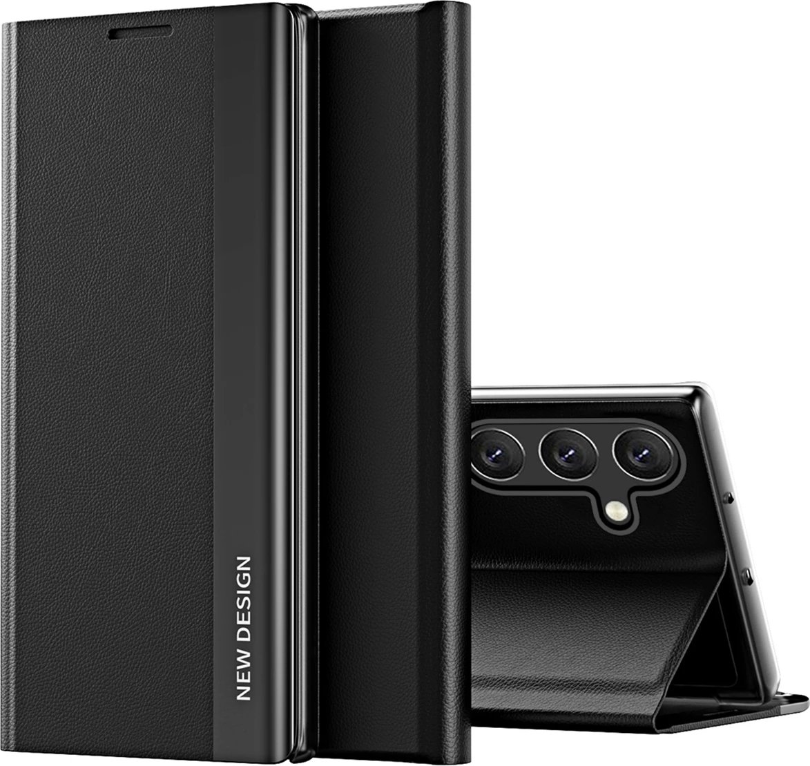 Mbështjellës Hurtel Sleep Case Pro për Samsung Galaxy A36, me kapak dhe qëndrim, e zezë