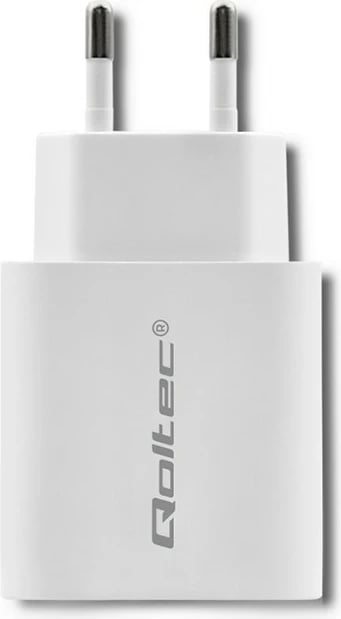 Karikues rrjeti Qoltec 51714, 18W, USB Type C PD & USB QC 3.0, Bardhë