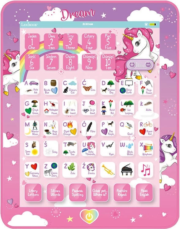 Tablet edukativ Lexibook Unicorn JCPAD002UNIi17, për fëmijë, rozë