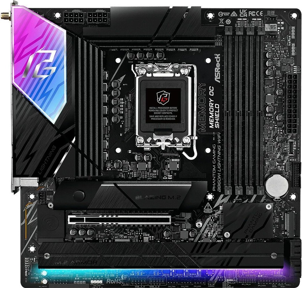 Pllakë amë ASRock B860M Lightning WiFi, micro ATX, Socket 1851, WiFi, Thunderbolt 4