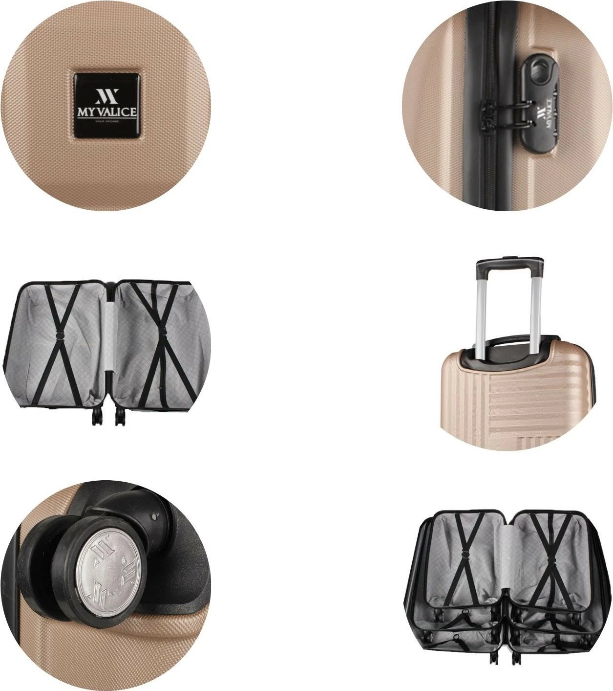 Set valixhesh (2 copë), ngjyrë ari, Zoozie Bags, 8401