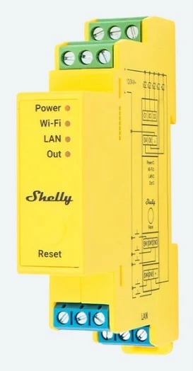 Relais smart Shelly Pro RGBWW PM, Wi-Fi/LAN/BT, plastik, verdhë