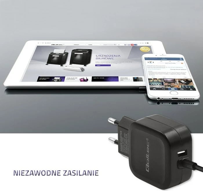 Karikues Qoltec 50190, 17W, USB + USB Type-C, i zi