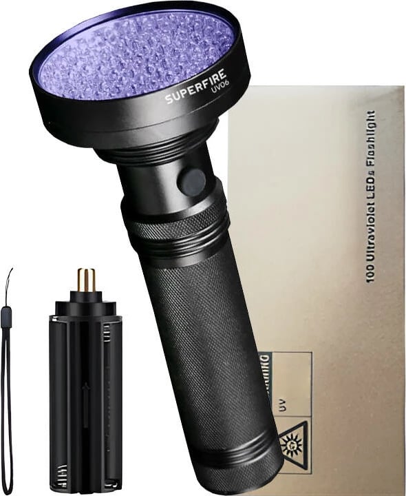 Dritë dore UV Superfire UV06, 100 LED, 395 nm, e zezë