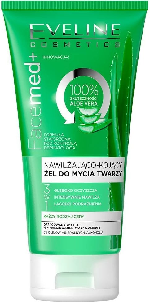 Xhel pastrues fytyre Eveline Cosmetics Facemed+ 3w1 për femra me Aloe Vera 150ml