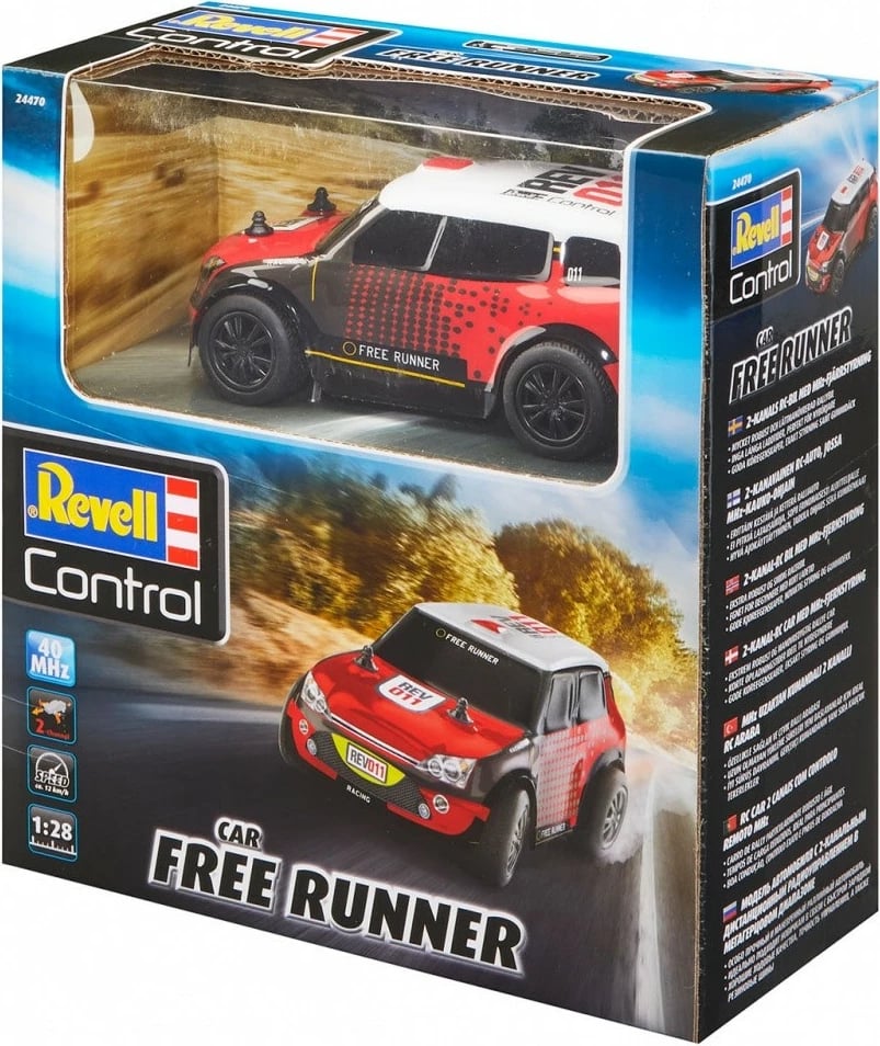 Makine me telekomandë Revell RC Free Runner, 1:28, plastike, kuqe/bardhë