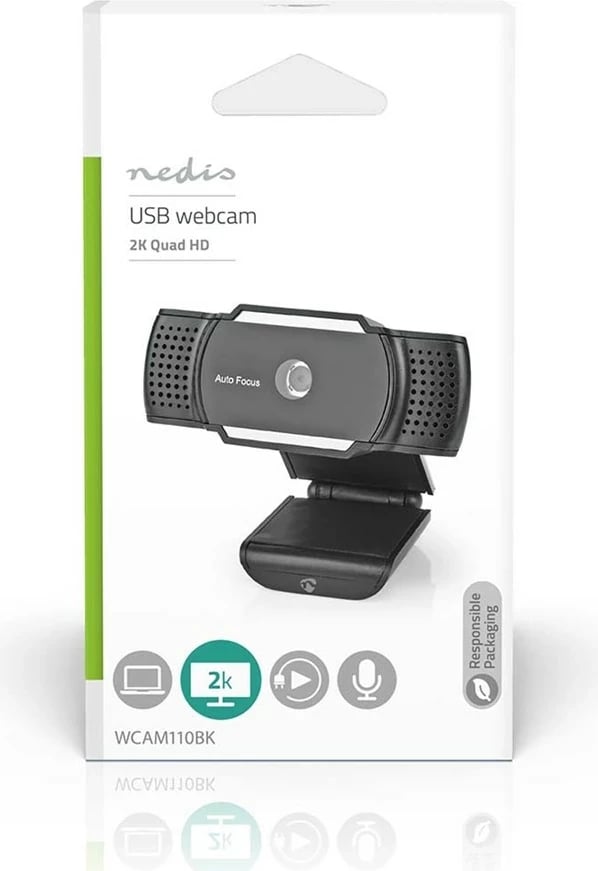 Webcam Nedis WCAM110BK, 5 MP, USB 2.0, e zezë