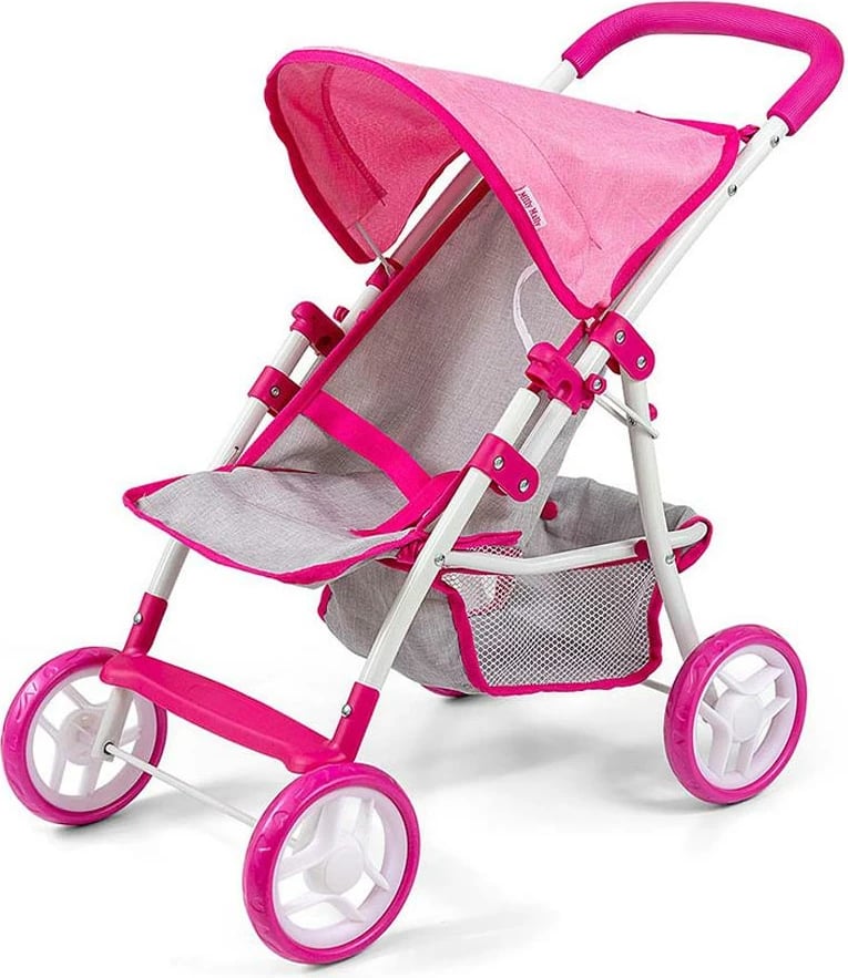 Karrocë për kukulla, Milly Mally, Natalie Prestige, për kukulla deri 50 cm, e palosshme me tendë, rozë