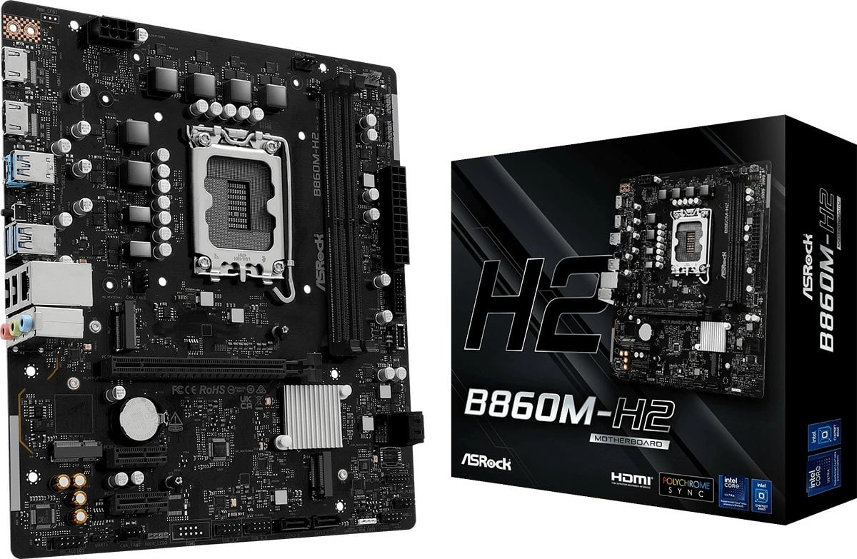 Pllakë amë ASRock B860M-H2, LGA 1851, micro ATX, DDR5, e zezë