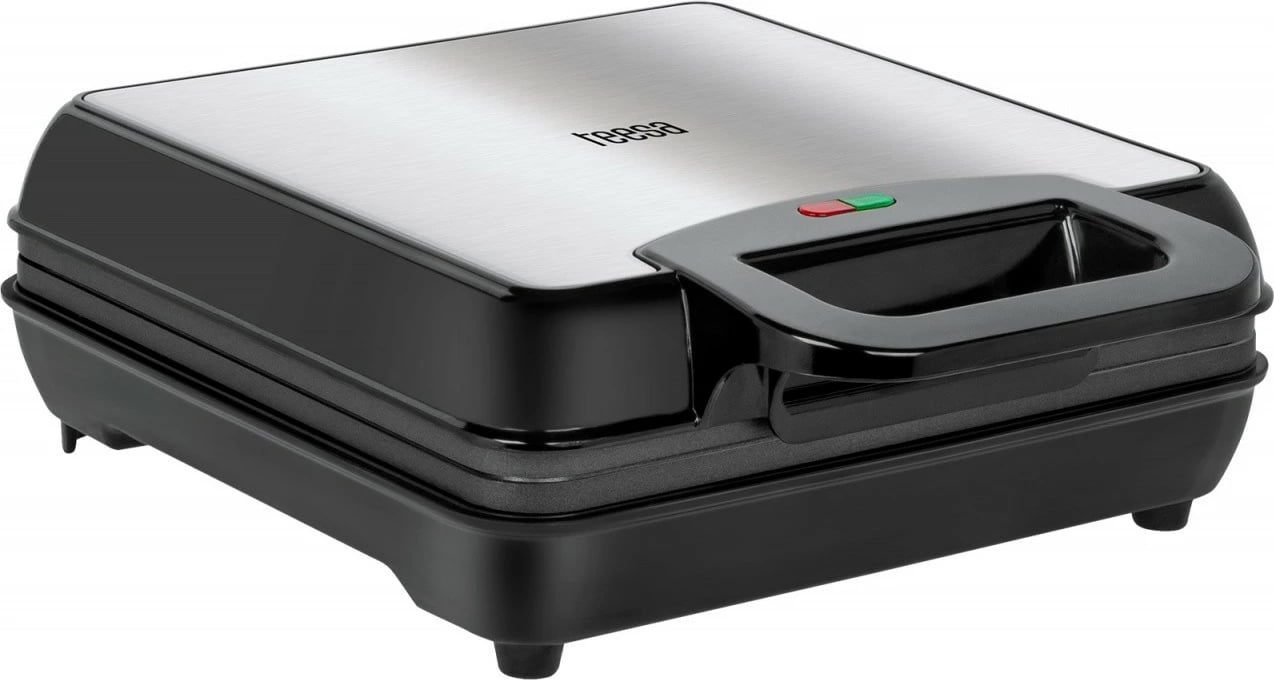 Aparat për waffle TEESA TSA3224, 1100W, 4 copa, Teflon, zi/inox
