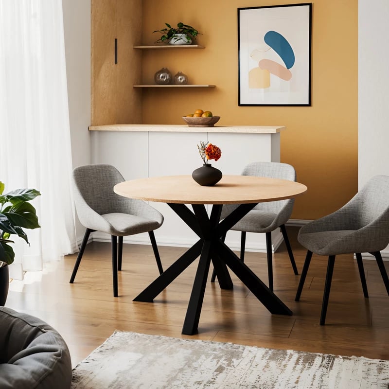 Tavolinë kuzhine Jeston MDF këmbë metalike ngjyrë arre e zezë D120x75cm