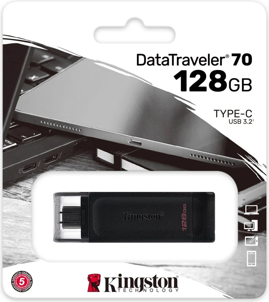 USB Kingston Technology DataTraveler, 128GB, e zezë