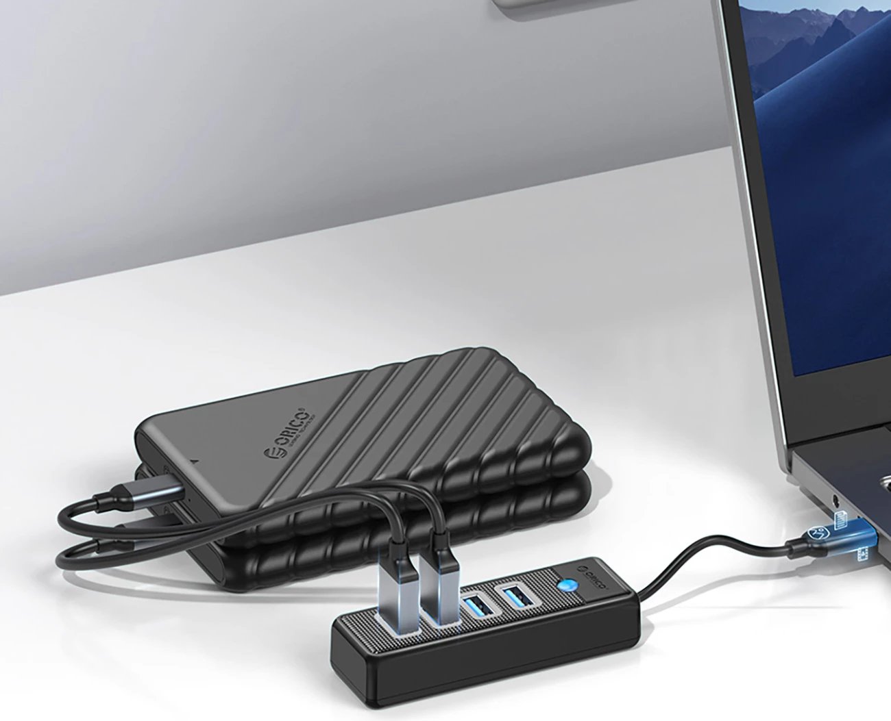 Hub USB Orico PW4U-C3, 4x USB-A 3.0, USB-C, i zi