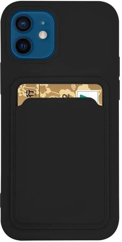 Mbështjellës Hurtel për Samsung Galaxy S22+, silikon me xhep për kartela, i zi