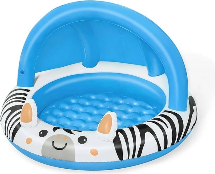 Pishinë fryrëse për fëmijë me kupolë, Bestway Zebra, 97x66 cm, dysheme e fryrë, 26 L, blu
