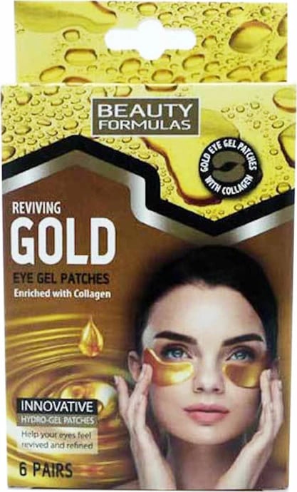 Patches për sy Beauty Formulas Gold Eye Gel për femra, 6 çifte, ar