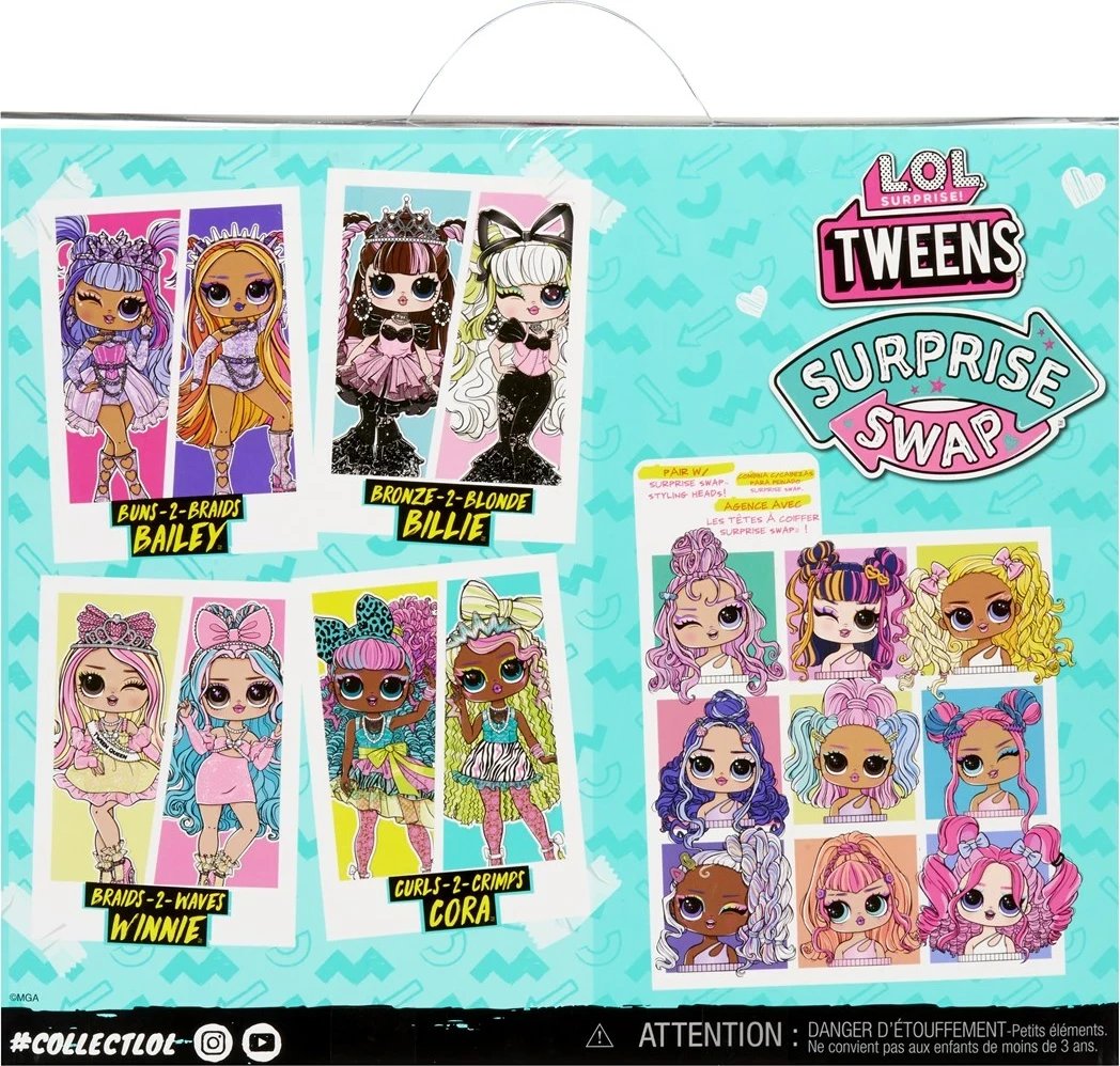 L.O.L. Surprise! Tweens Surprise Swap Kukull Mode, Curls-2- Crimps Cora, Shumëngjyrëshe