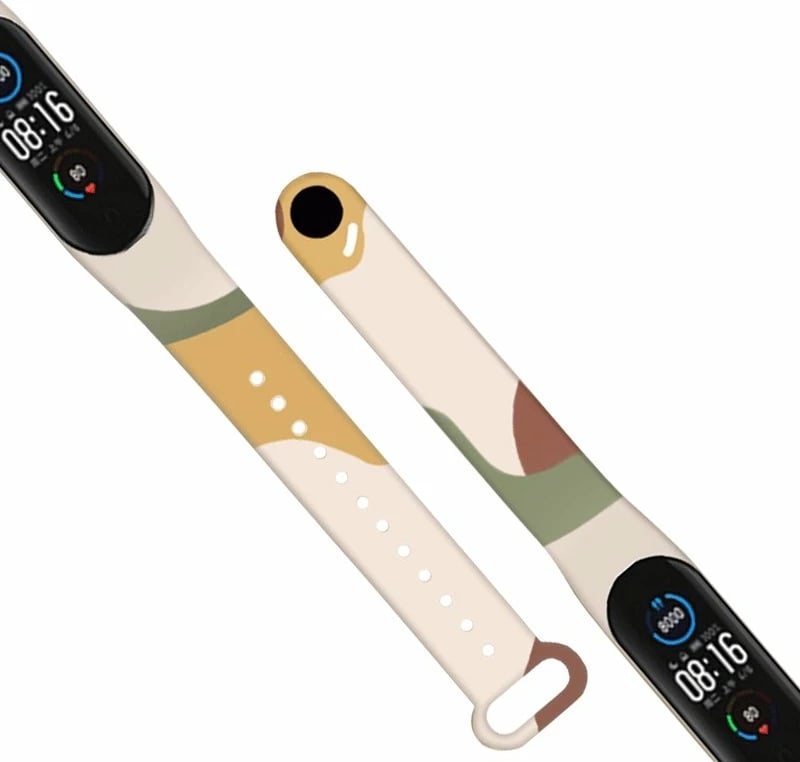 Rrip silikoni Hurtel Strap Moro për Xiaomi Mi Band 3/4, kamuflazh, Bardhë/Gjelbër/Verdhë