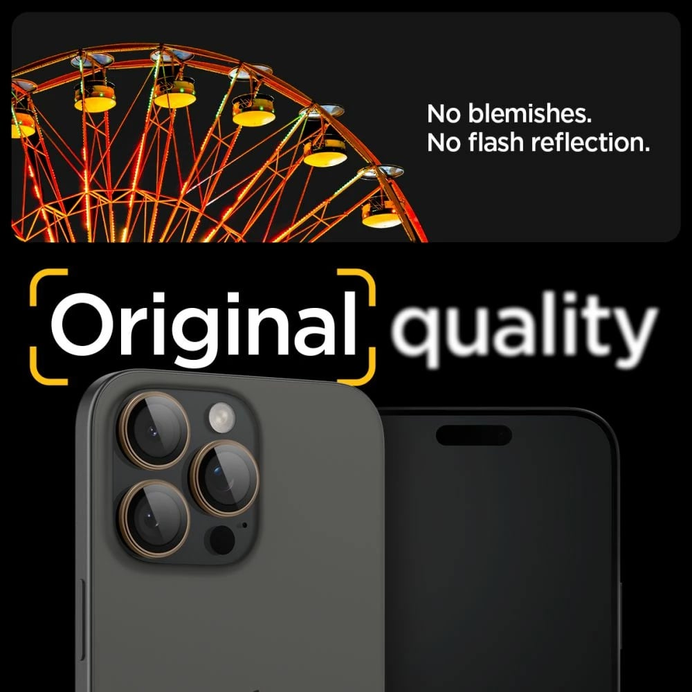 Mbrojtës xhami për kamerë Spigen Optik Pro GLAS.TR EZ FIT, për iPhone 13/14/15 Pro/Pro Max, Kafe, 2 copë