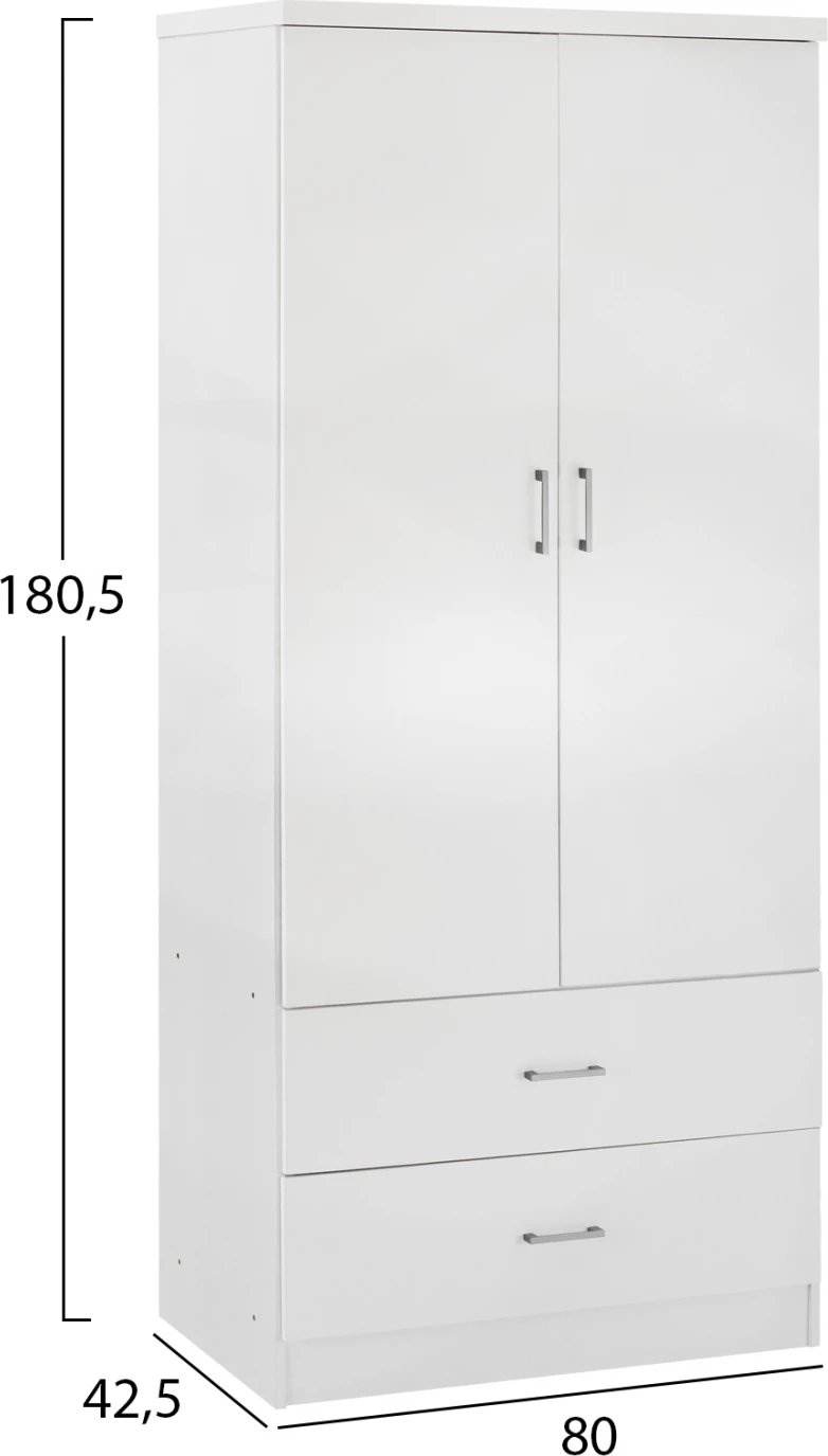 Dollap me 2 dyer dhe 2 sirtarë FH338.05 i bardhë 80x42,5x180,5 cm