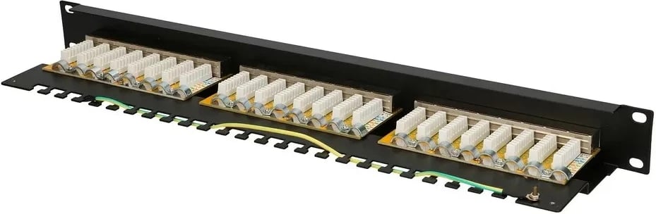Patchpanel Extralink CAT6 STP V2, 24 Porta, 1U, E zezë