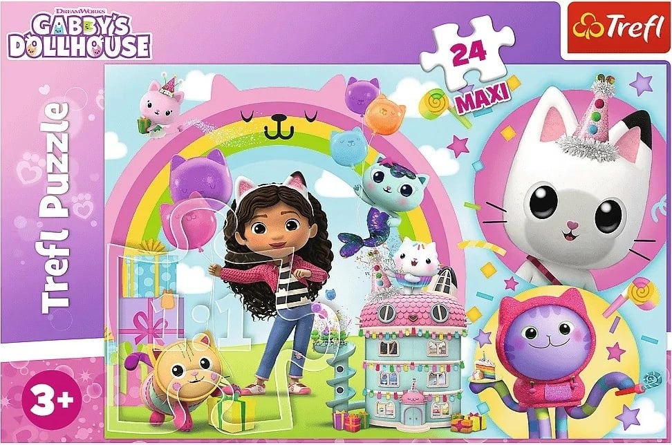 Puzzle për fëmijë Trefl Gabby's Dollhouse Maxi, 24 pjesë, 60x40 cm Puzzle për fëmijë Trefl Gabby's Dollhouse Maxi, 24 pjesë, 60x40 cm