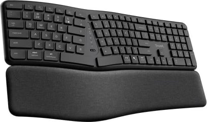 Tastierë Trust Keyra ergonomike, wireless, full-size, QWERTY, e zezë