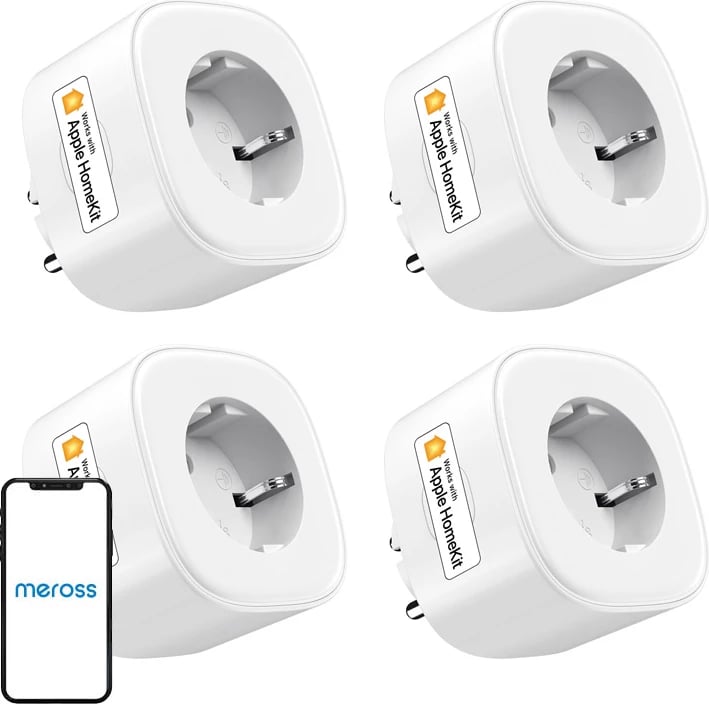Prizë e mençur Meross MSS210HKQUA-EU, set prej 4 copë, Wi-Fi, Apple HomeKit, Alexa, Google Home, e bardhë