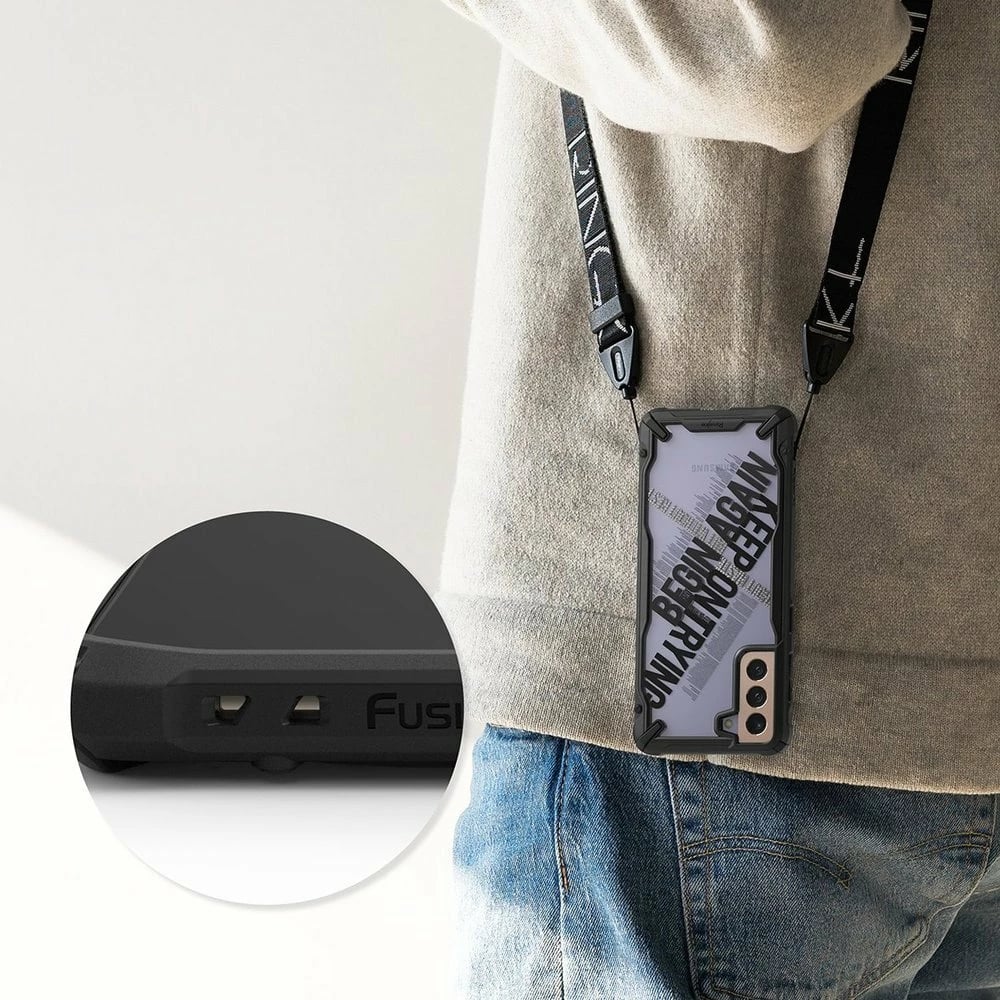 Mbështjellës Ringke Fusion X Design për Samsung Galaxy S21+ 5G, PC+TPU, i zi