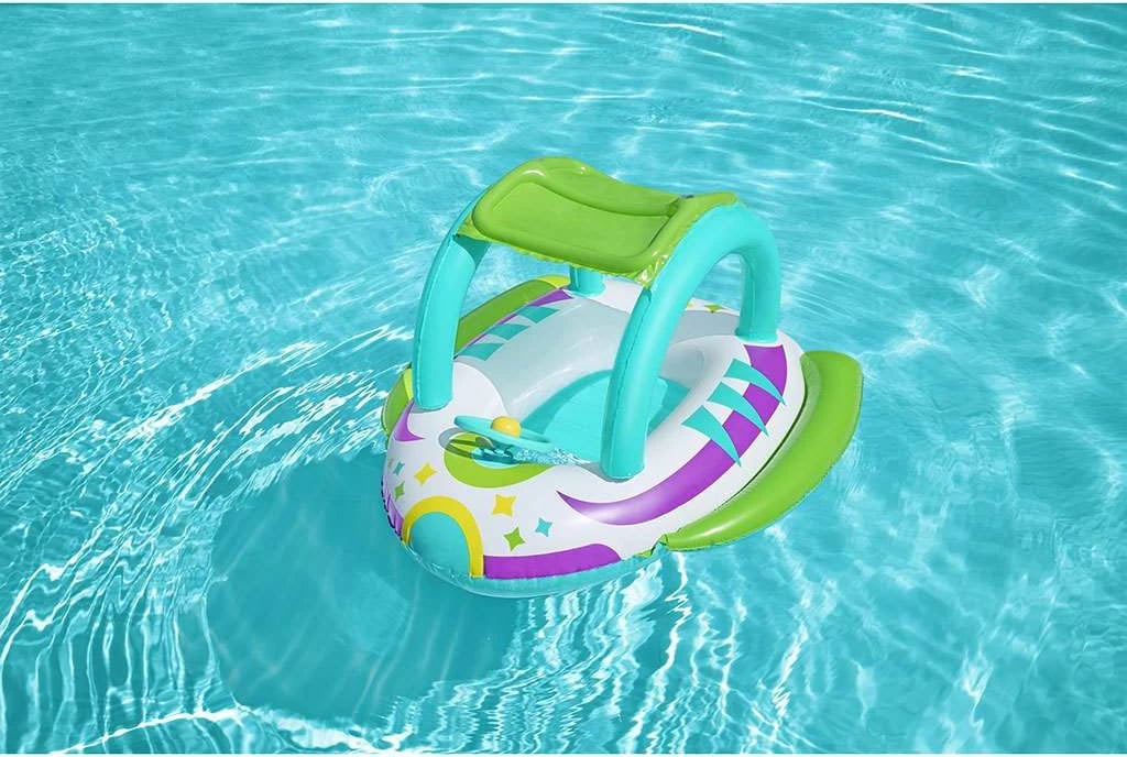 Varkë e fryrë për fëmijë me tendë, Bestway, 107 x 112 cm, shumëngjyrëshe