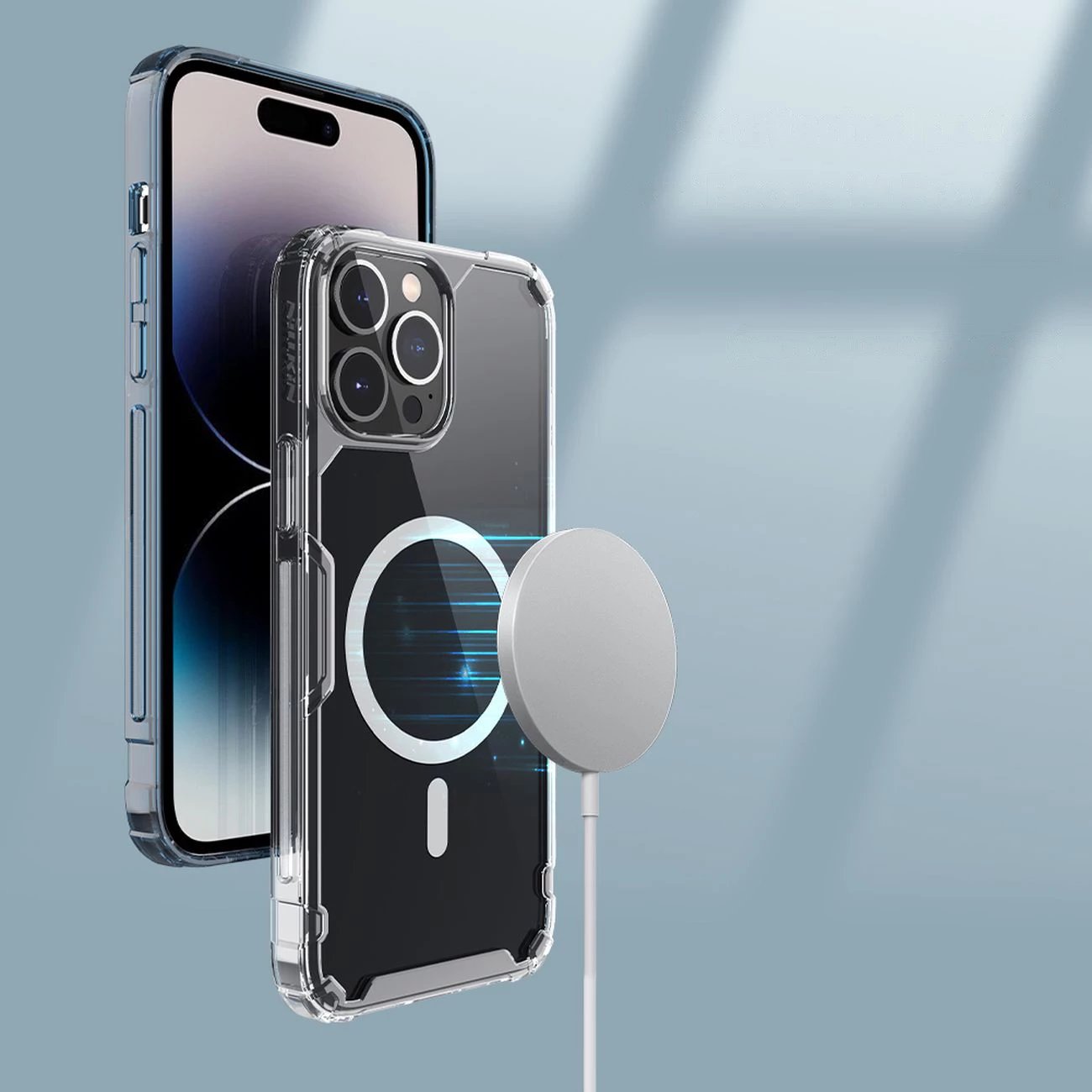 Mbështjellës Nillkin Nature Pro për iPhone 14 Pro Max, MagSafe, Blu/Transparent