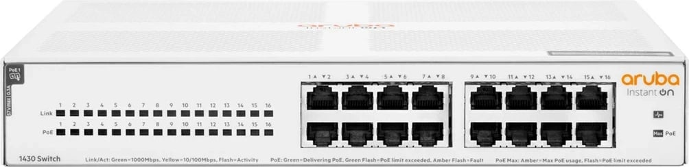 Switch HPE Aruba Instant On 1430 16G, PoE 124W, i bardhë