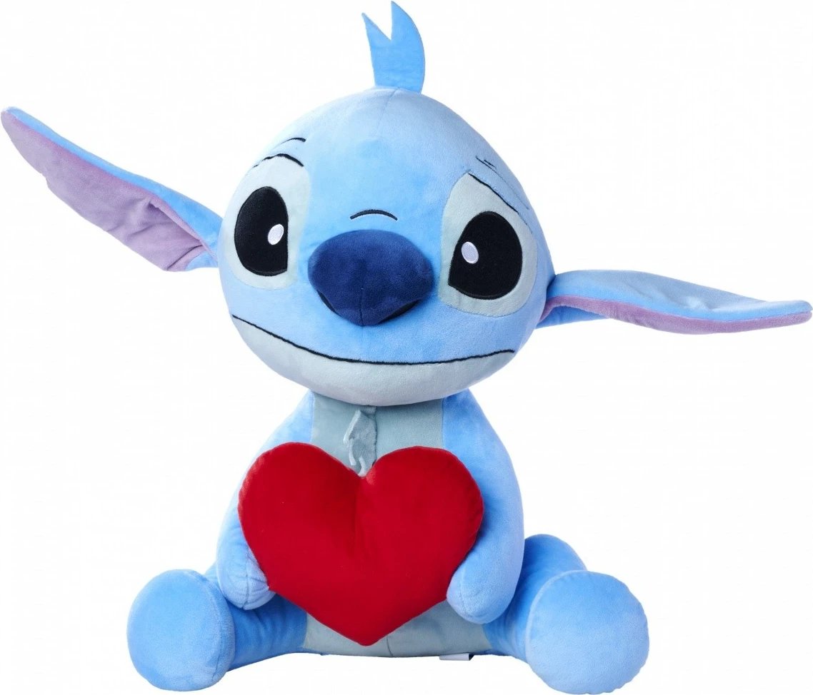 Lodër pelushi Disney Stitch me zemër, Simba, 50 cm, kaltër