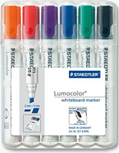 Set markerash whiteboard STAEDTLER 351 B WP6, 6 copë, ngjyra të ndryshme
