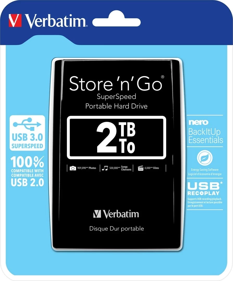Hard disk Verbatim Store 'n' Go, 2TB, USB 3.0, i zi
