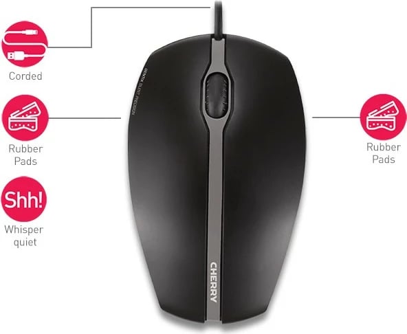 Maus Cherry GENTIX SILENT, USB, 1000 DPI, i zi