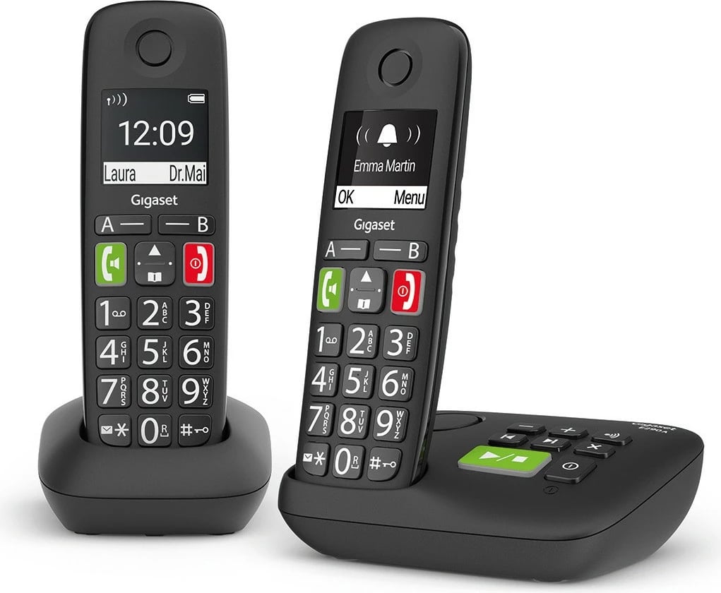 Telefon pa tela Gigaset E290A Duo, regjistrues mesazhesh, dy aparate, i zi