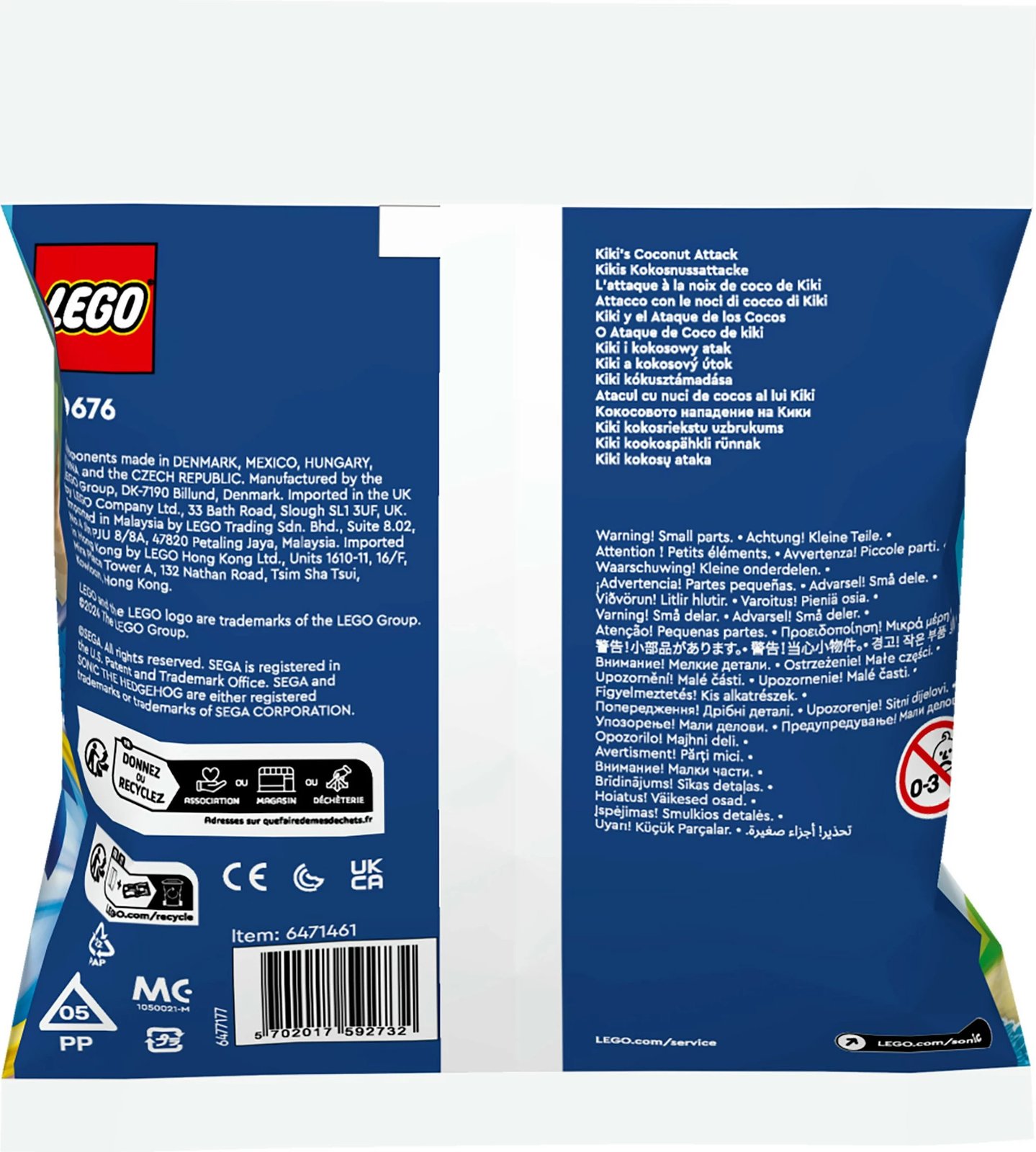 Set ndërtimi LEGO Sonic the Hedgehog 30676 Kikis Kokosnussattacke, multingjyrësh