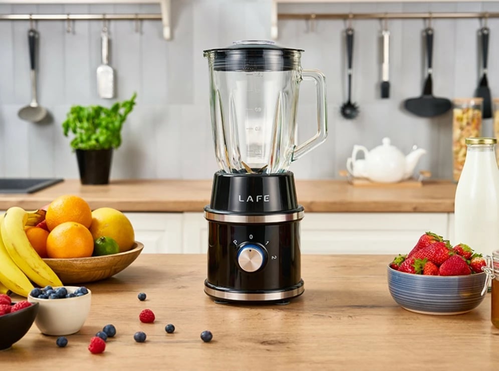 Blender me kançë, Lafe, LAFBLE47472, 1.5L, 1300W, 2 shpejtësi, titanium, i zi