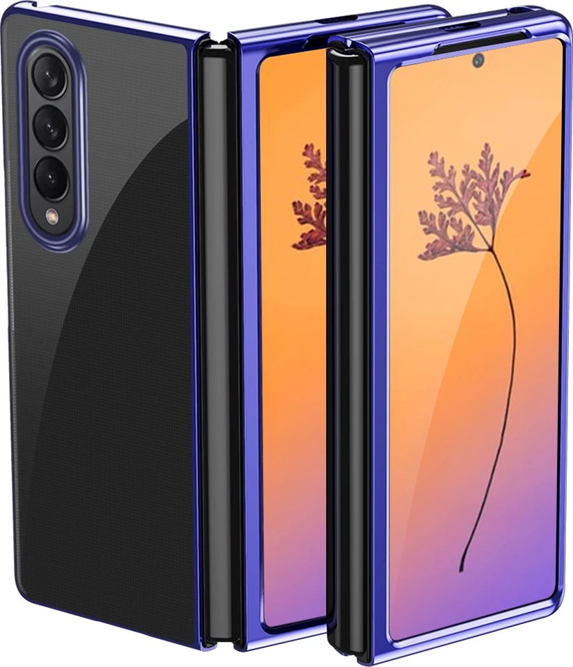 Mbështjellës Hurtel Plating Case për Samsung Galaxy Z Fold 4, kornizë metalike, kaltër